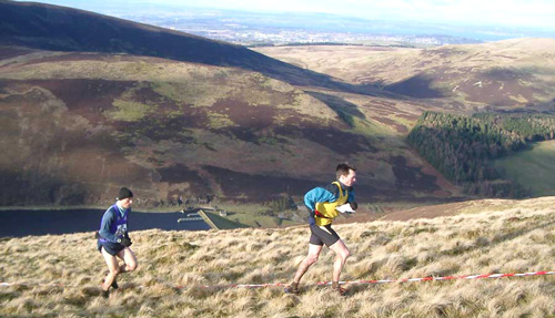 Philip Addyman in close pursuit at the Carnethy 5 Hill Race