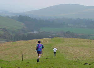 Joe on the grassy descent - photo: Pat