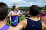 Will tries to calm the excited runners down - photo: Rob