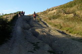The rutted track - a familiar fast but tricky descent on the Gisbro Moors race - photo: Rob